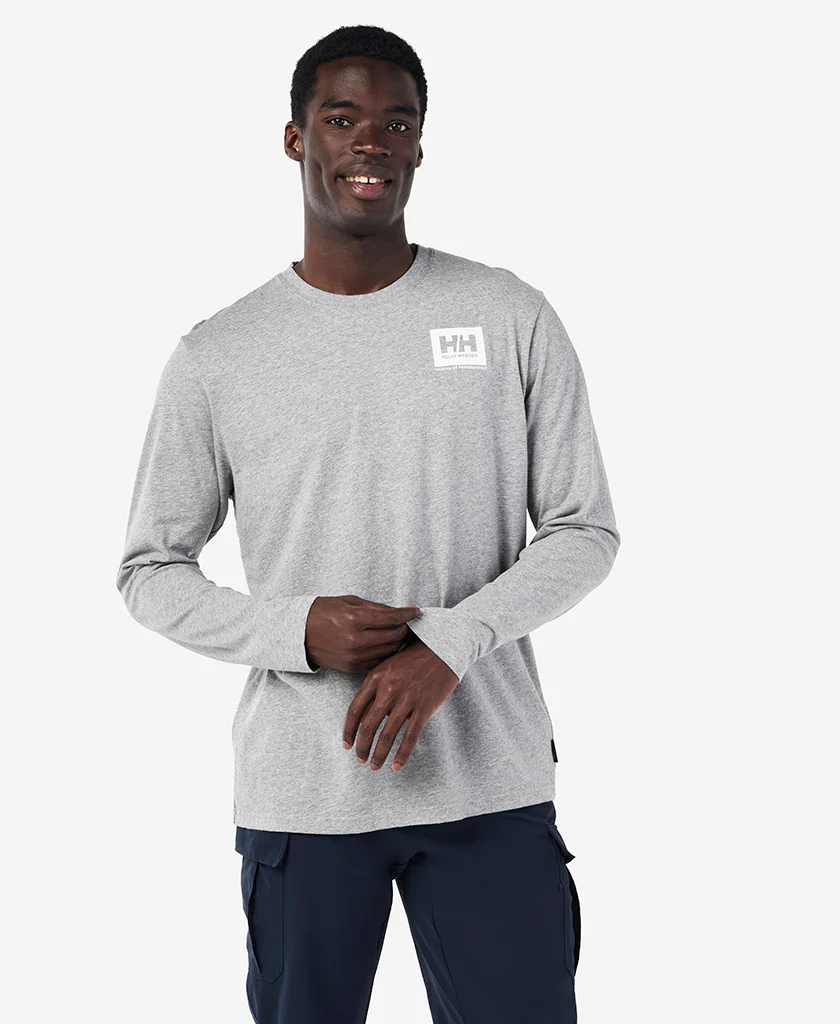 BOX OUTLINE L/S T-SHIRT, Grey Melange - Image 2