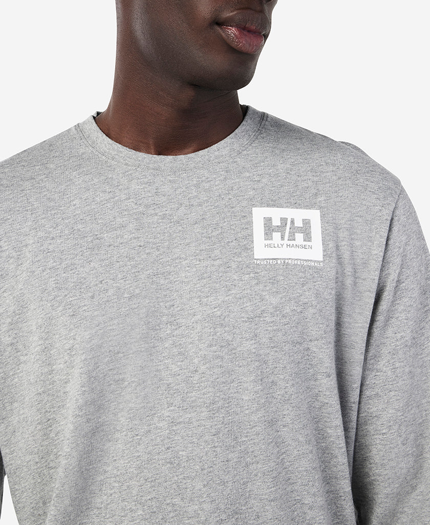 BOX OUTLINE L/S T-SHIRT, Grey Melange - Image 3