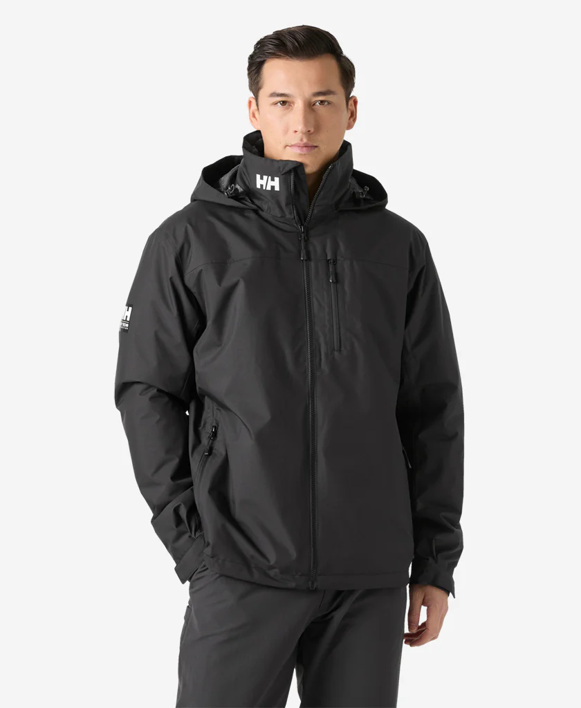 CREW HOODED PILE JACKET, Black
