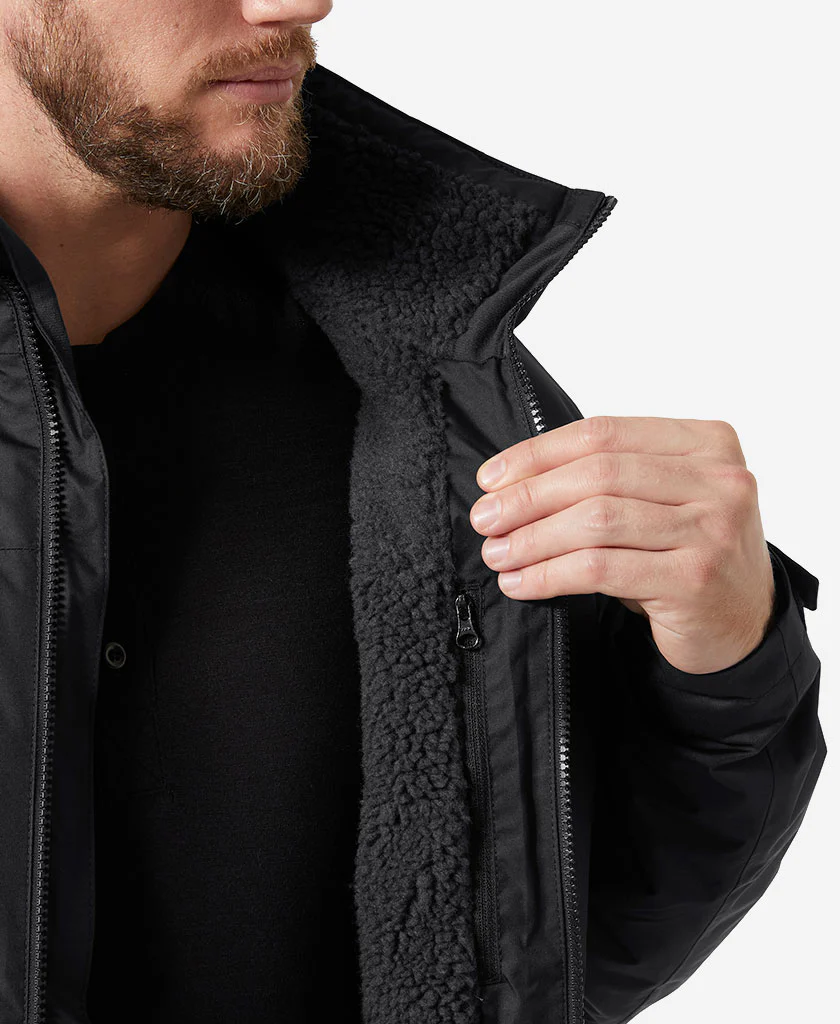 CREW HOODED PILE JACKET, Black - Image 3