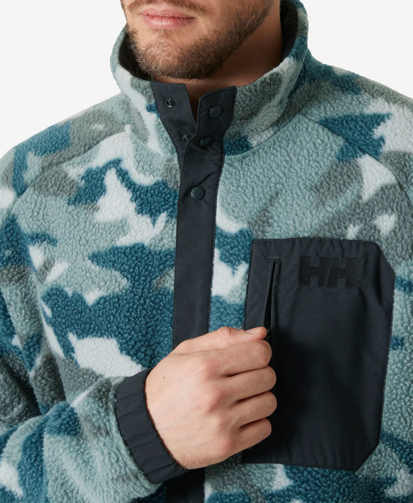 PANORAMA PRINTED PILE SNAP, Dark Creek Woodland Camo - Image 3