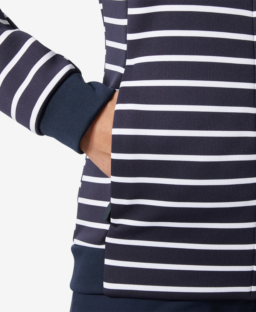 W CREW FLEECE JACKET, Navy stripe - Image 3